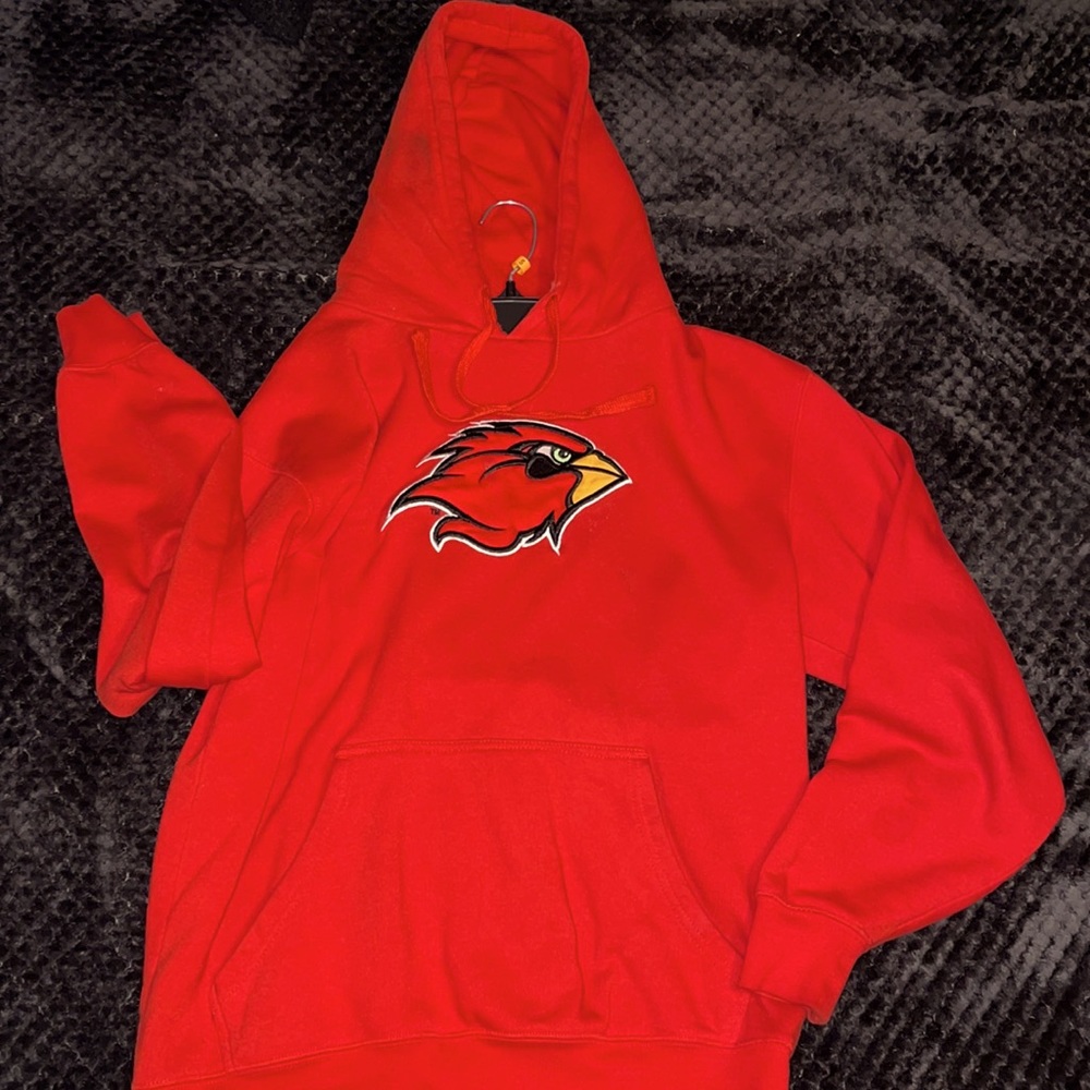 red cardigan bird